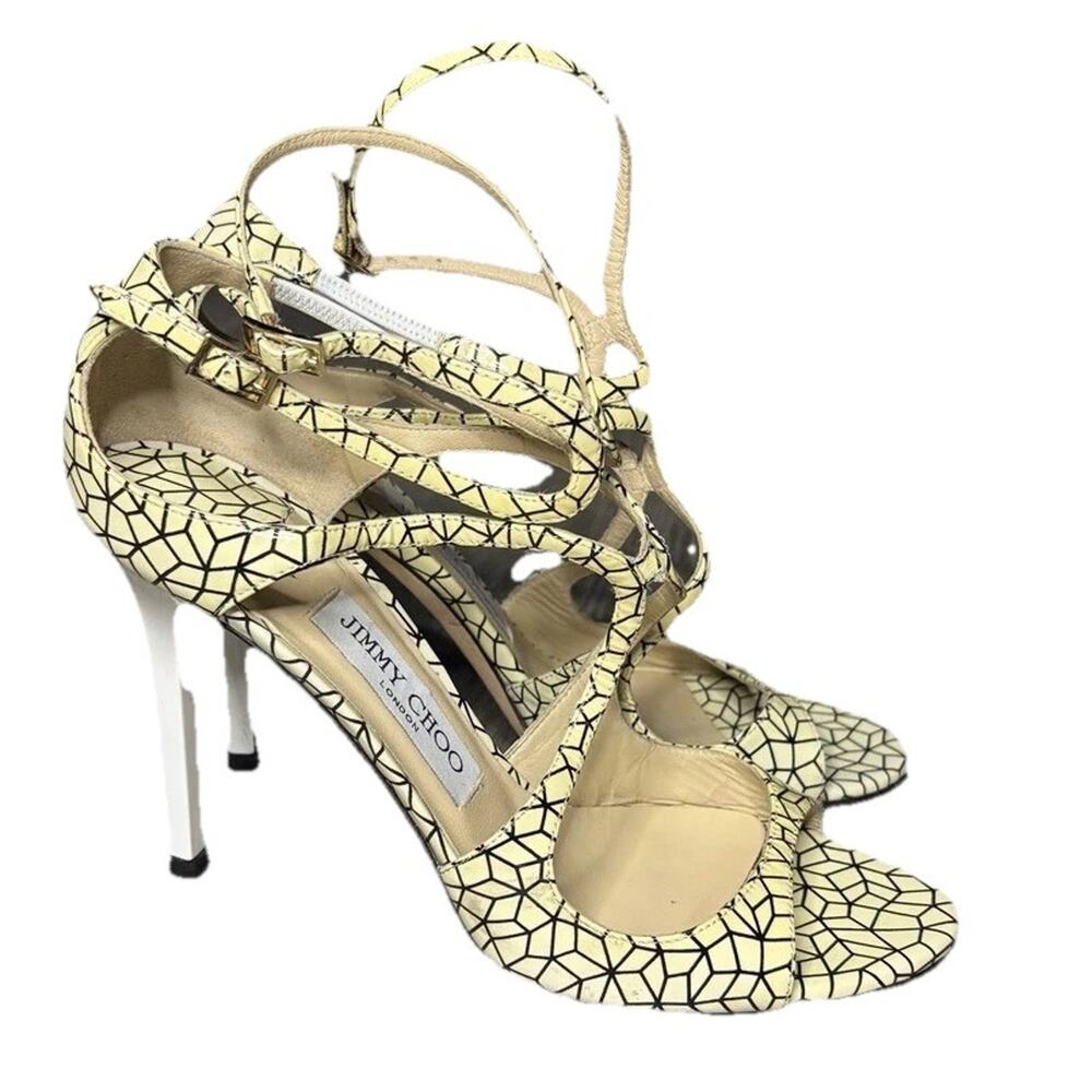 Jimmy Choo Mosaic Cage Geometric FURROW Sandals Size 38.5 US 8.5